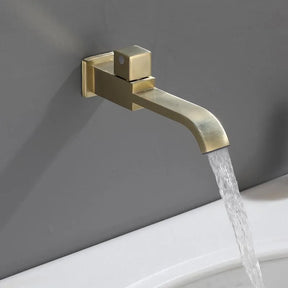 Wall-mounted faucet with brushed gold finish