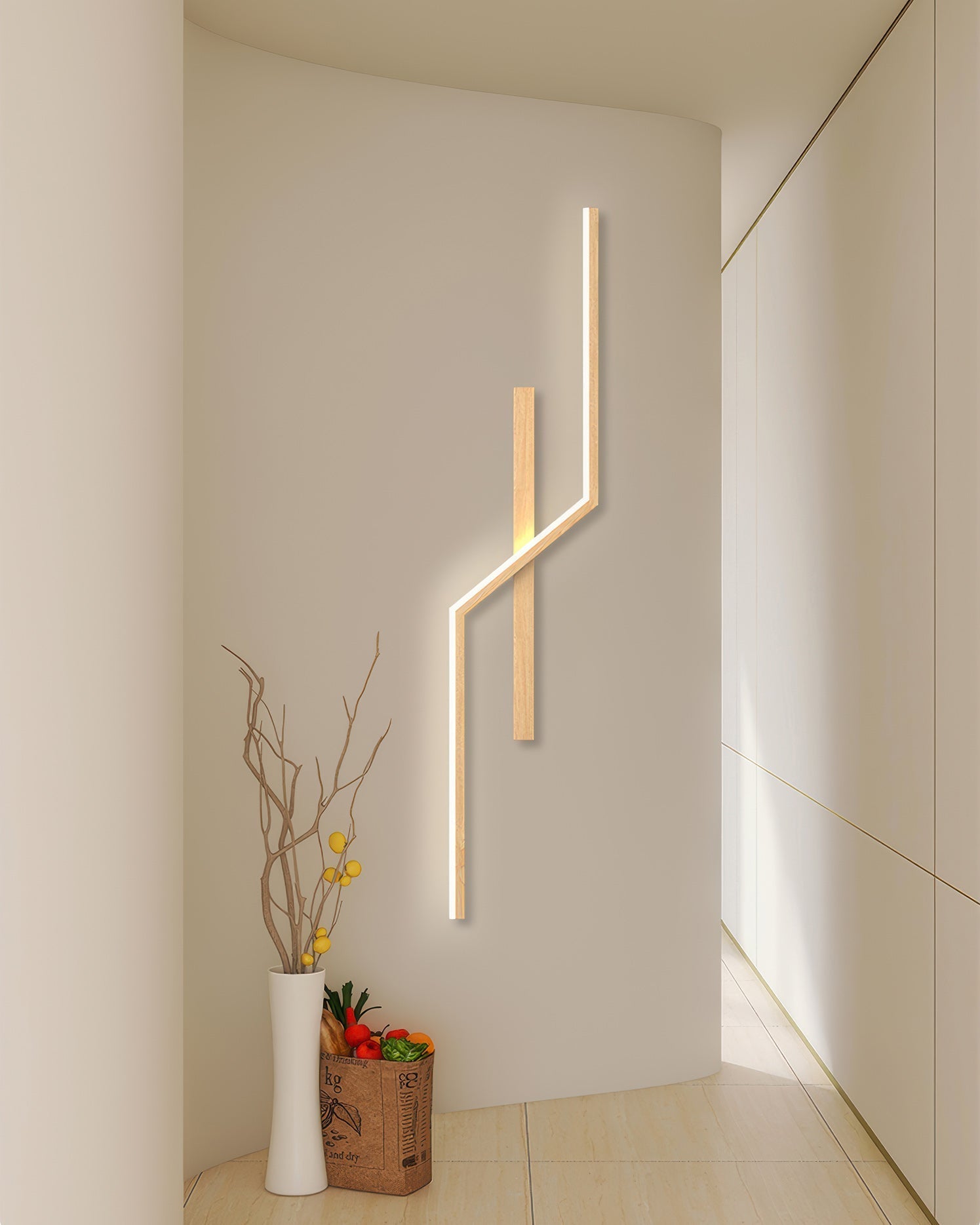 Applique LED en bois naturel