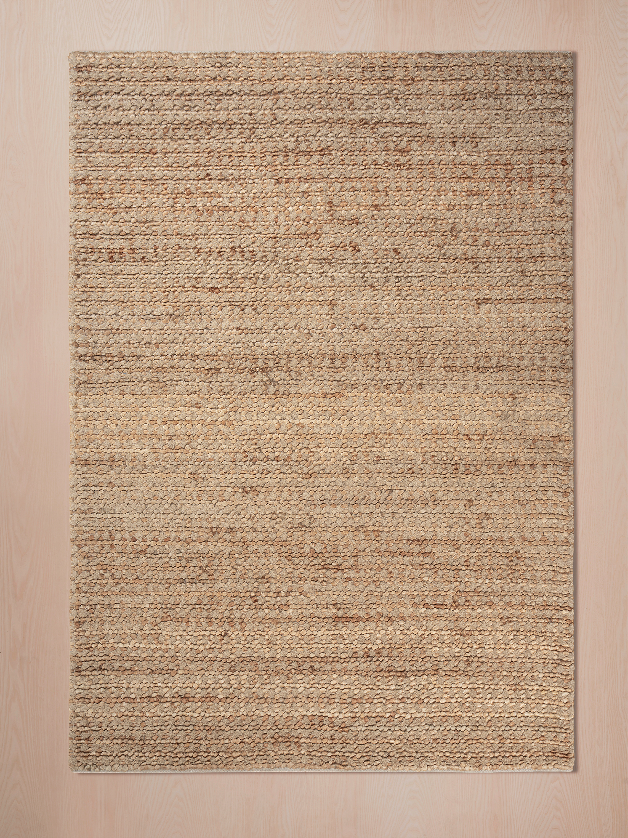Teppich Wohnzimmer 200x300 in Braun aus Wolle Jute Baumwolle als moderner flachgewebter Naturteppich für stilvolle Wohnräume