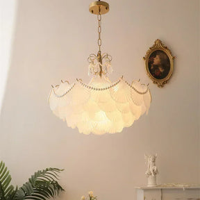 Muschelglas LED Kronleuchter