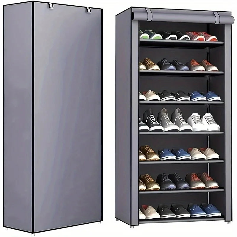 Moderner Schuhschrank mit Fächern und Rolltür