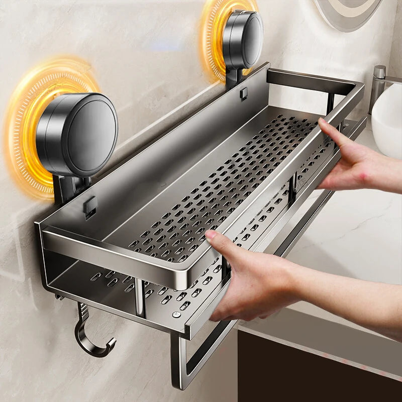 Wandregal aus Aluminium mit Saugnapfbefestigung