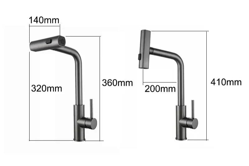 Moderner Wasserfall-Küchenarmatur mit ausziehbarer Handbrause-Aster Selection