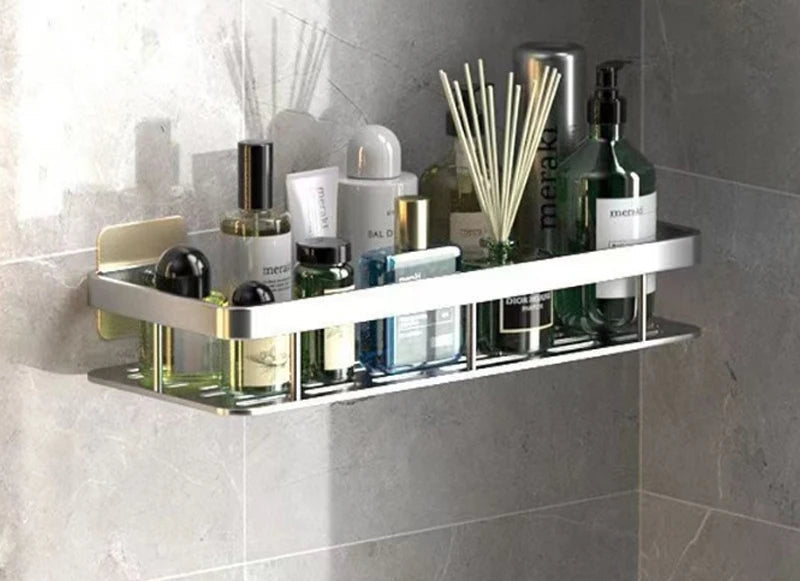 Eckmontierter Badezimmer-Organizer aus Aluminium