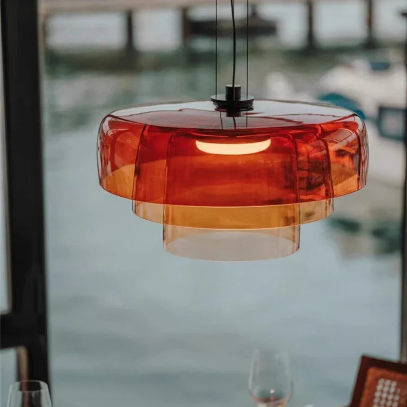 Farbglas LED Pendelleuchte