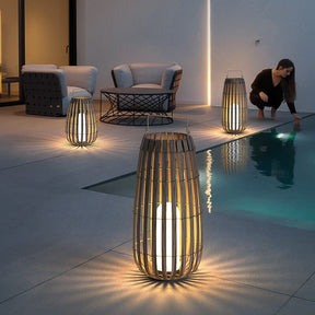 Rattan LED Gartenlaterne