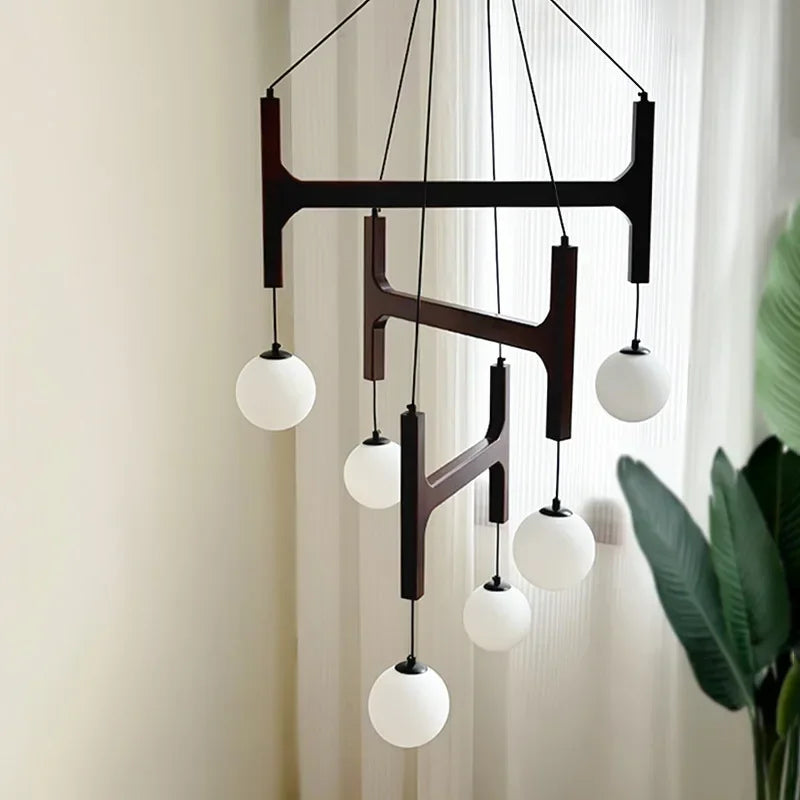Nordic Holz Glas Pendelleuchte