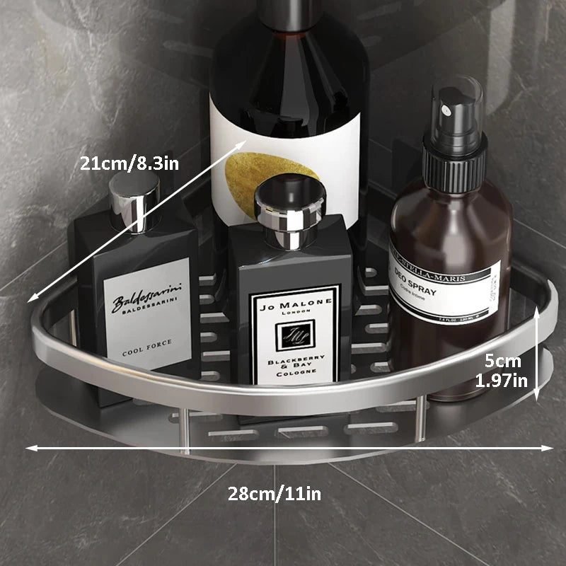 Eckmontierter Badezimmer-Organizer aus Aluminium