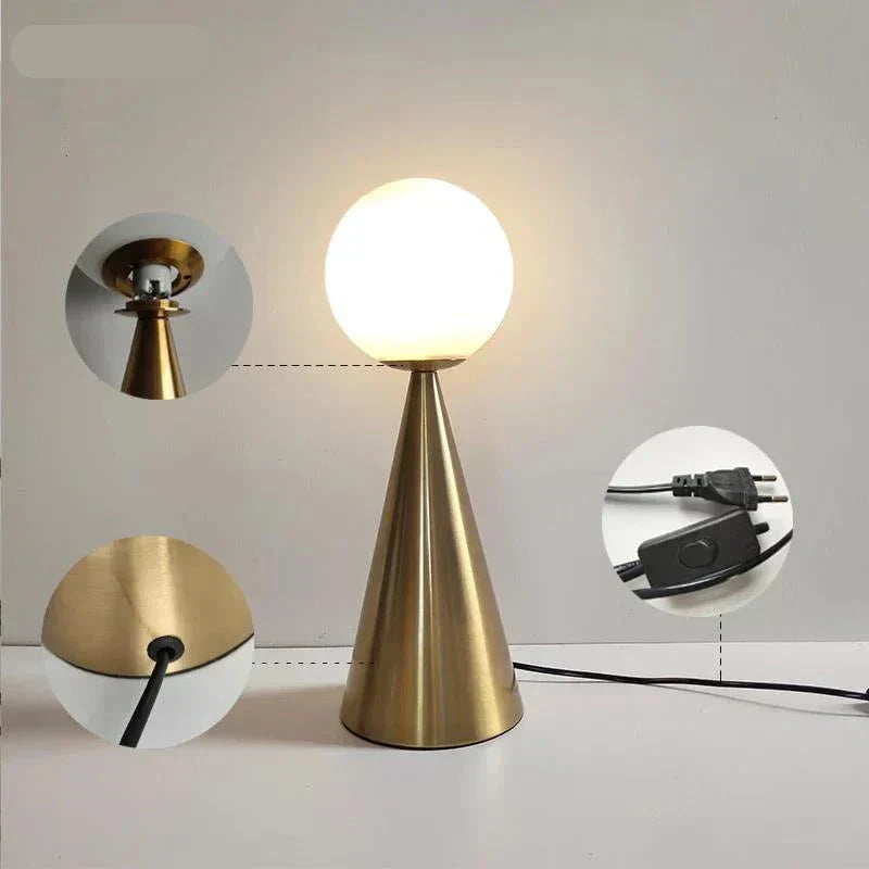Lampe de table créative en or et verre