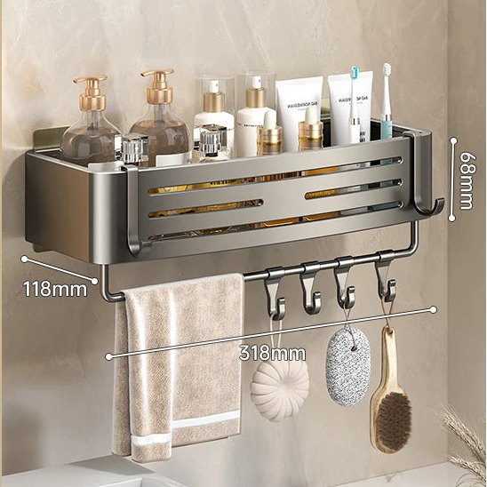 Aluminium-Badezimmerregal, bohrfrei erhältlich