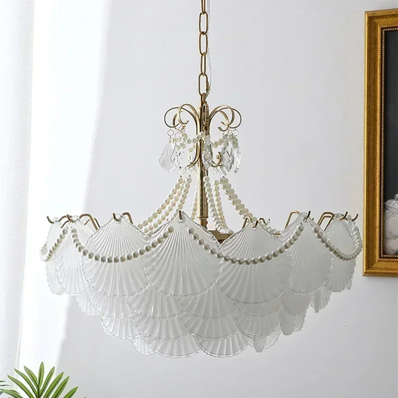 Muschelglas LED Kronleuchter