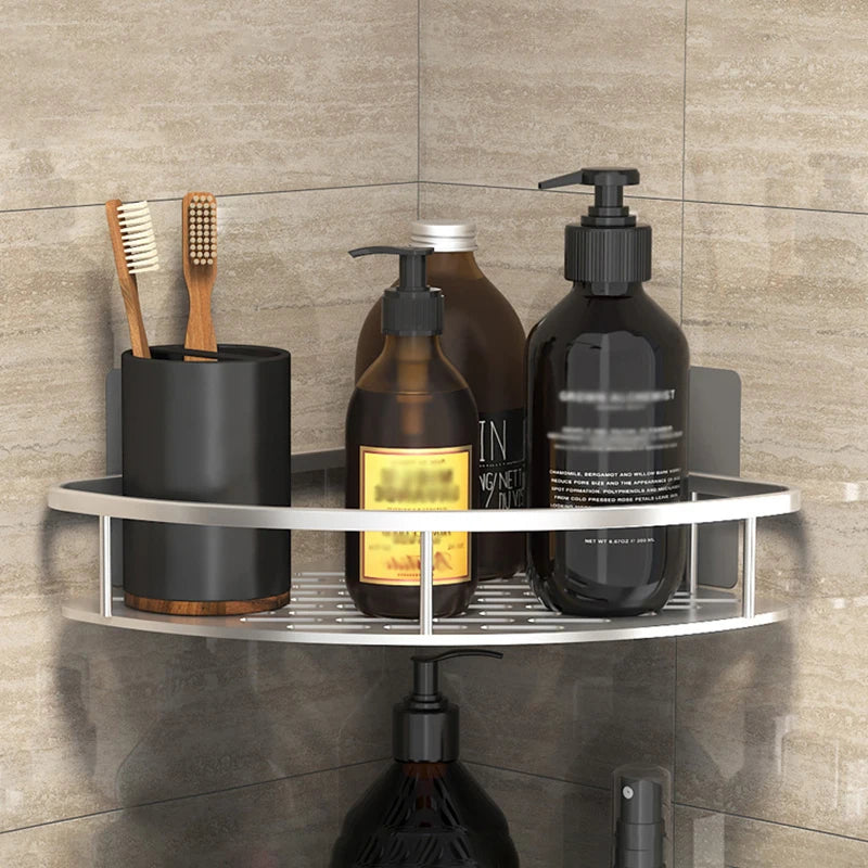 Eckmontierter Badezimmer-Organizer aus Aluminium