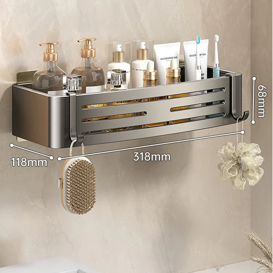 Aluminium-Badezimmerregal, bohrfrei erhältlich