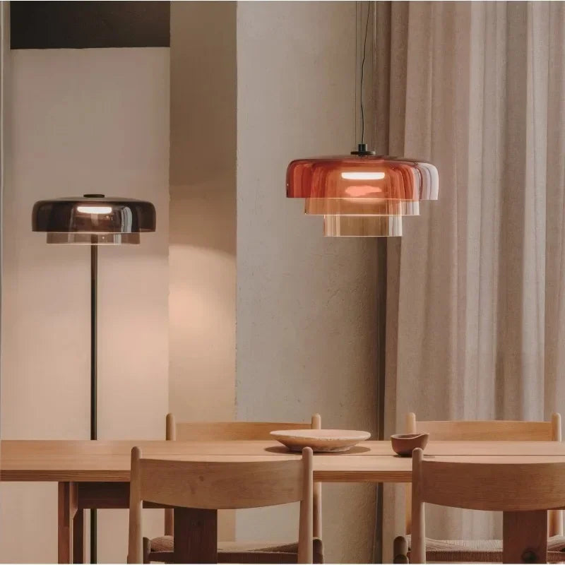 Farbglas LED Pendelleuchte