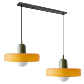 Bauhaus Hängeleuchte aus Buntglas