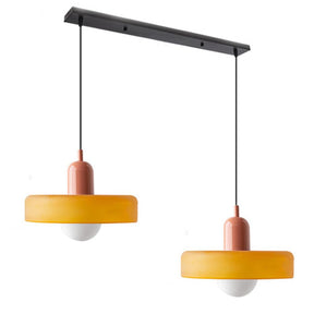 Bauhaus Hängeleuchte aus Buntglas