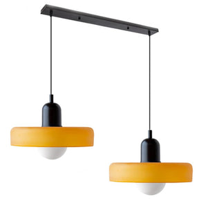 Bauhaus Hängeleuchte aus Buntglas