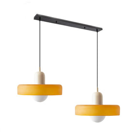 Bauhaus Hängeleuchte aus Buntglas