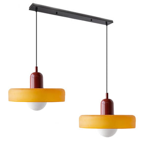 Bauhaus Hängeleuchte aus Buntglas