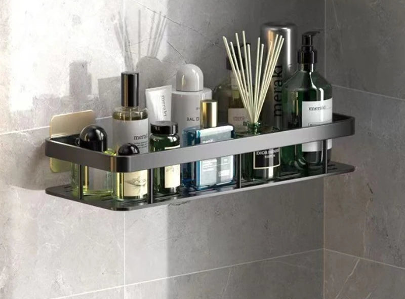 Eckmontierter Badezimmer-Organizer aus Aluminium