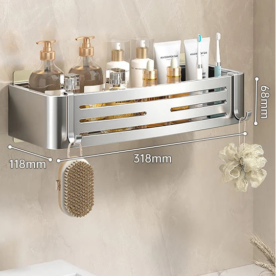 Aluminium-Badezimmerregal, bohrfrei erhältlich