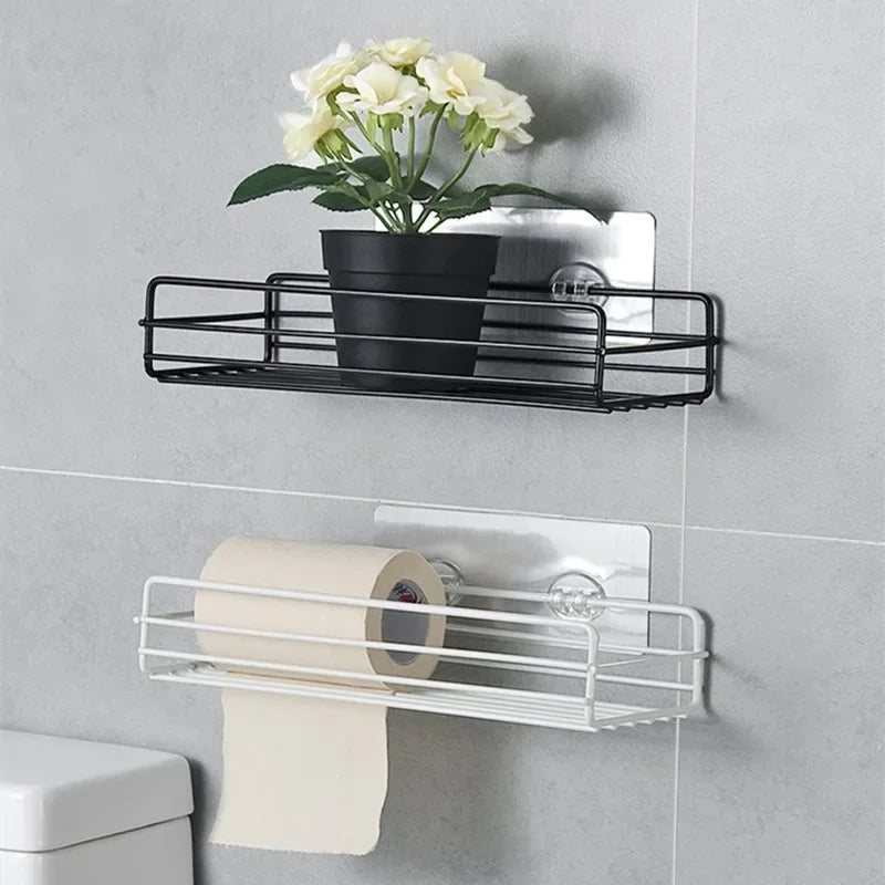 Selbstklebendes, wandmontiertes Metallregal für Bad und Küche
