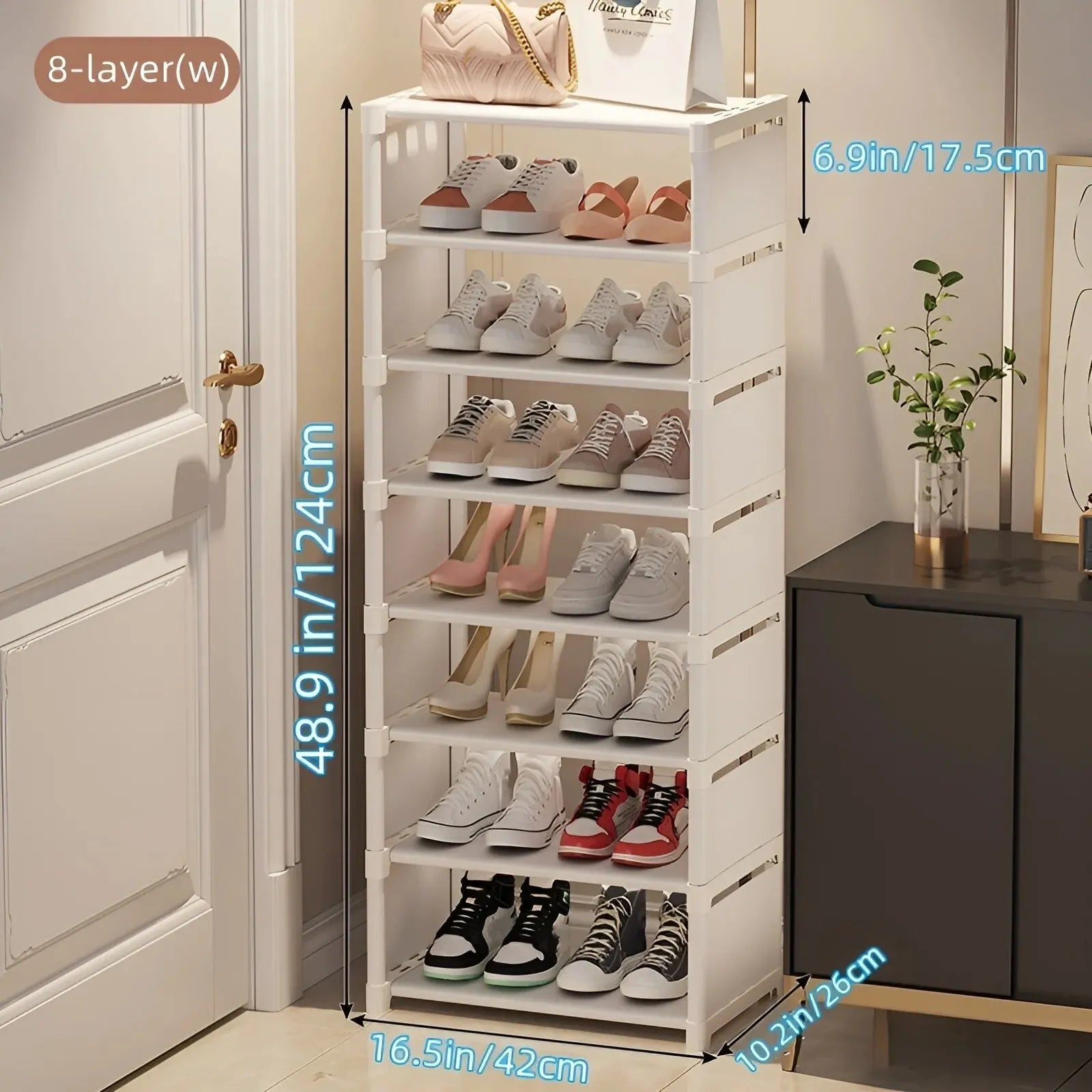 Schuhregal aus 6/8-lagigem Metallrahmen und Stoff