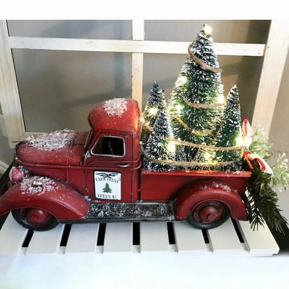 Festliche Vintage Truck Dekoration für die Weihnachtszeit