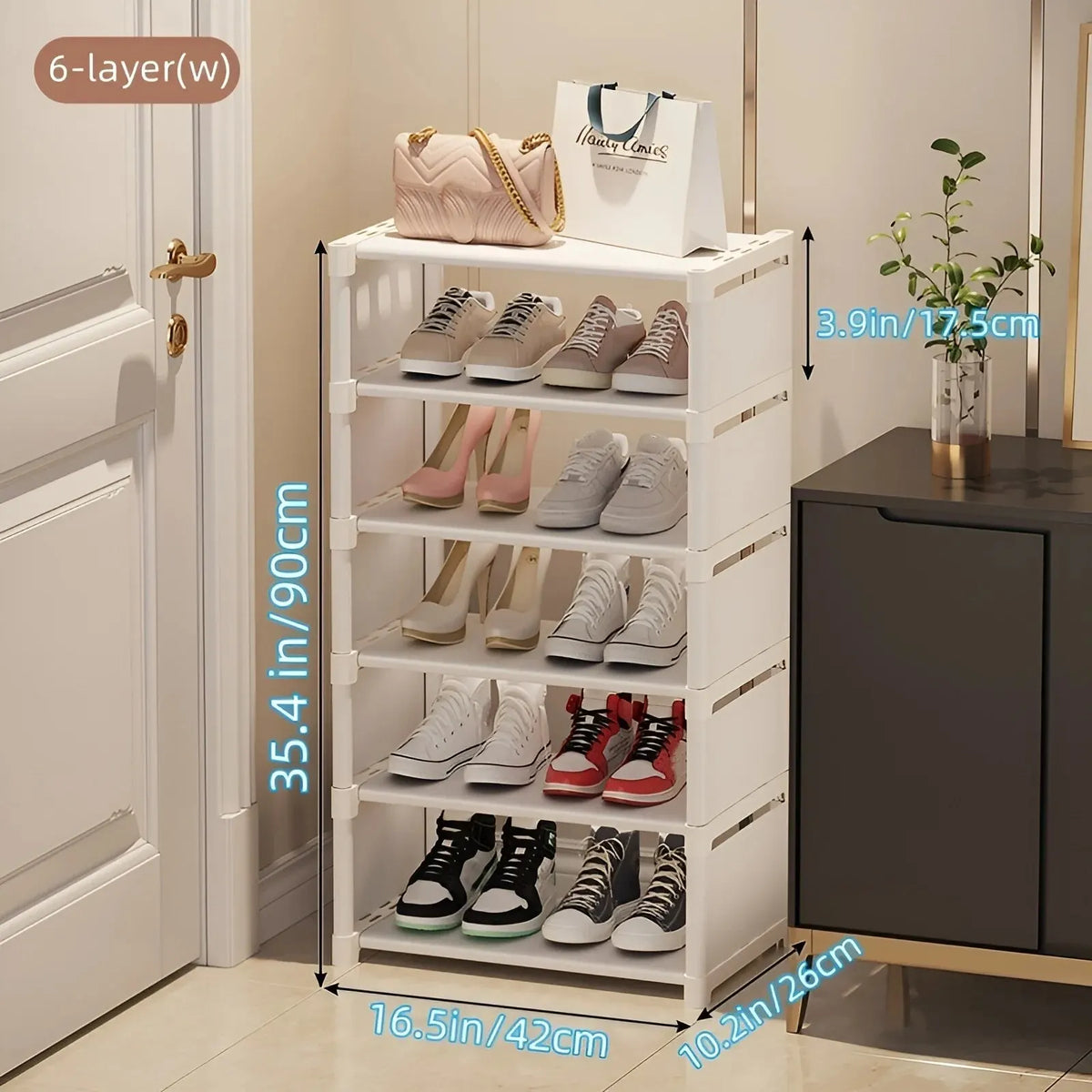 Schuhregal aus 6/8-lagigem Metallrahmen und Stoff
