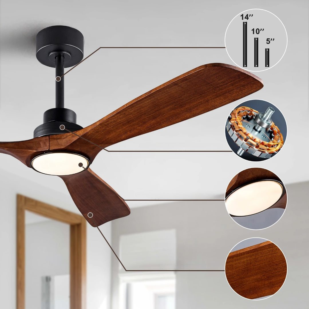 LED-Deckenventilator aus Holz