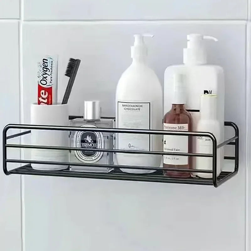 Selbstklebendes, wandmontiertes Metallregal für Bad und Küche