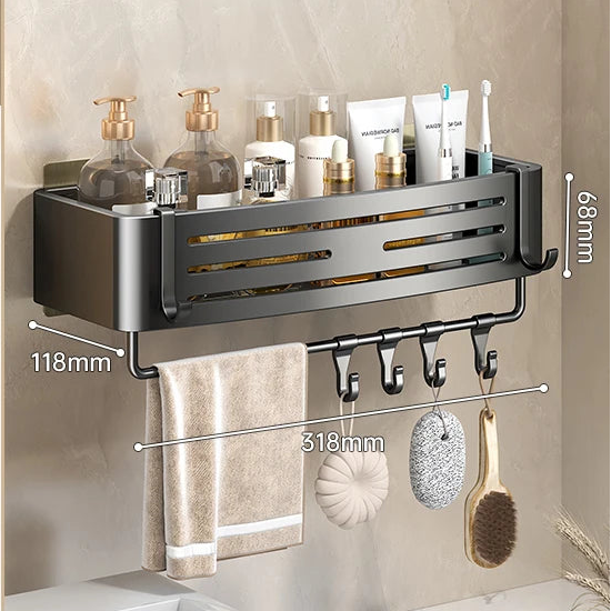 Aluminium-Badezimmerregal, bohrfrei erhältlich