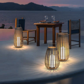 Rattan LED Gartenlaterne