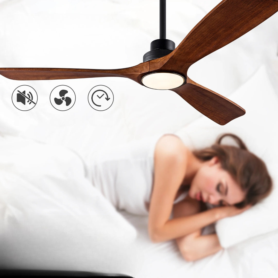 LED-Deckenventilator aus Holz