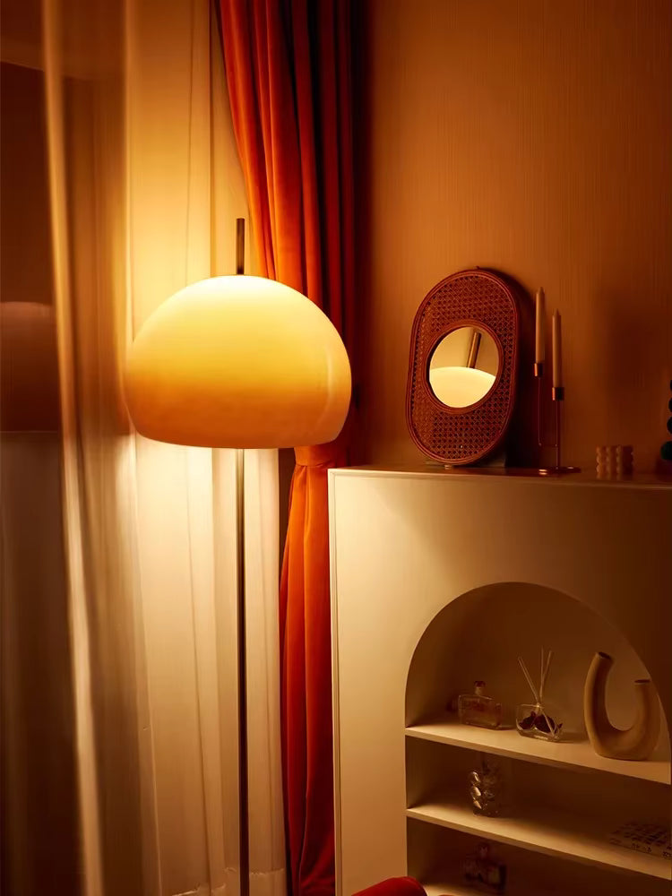 Retro-Pilz-Glas-Stehlampe
