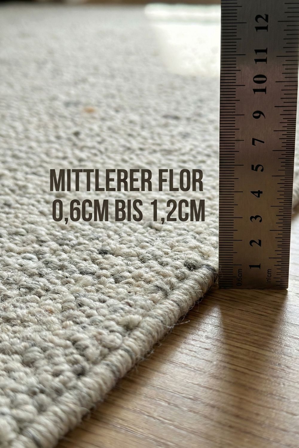 Teppich Wohnzimmer 200x300 in Grau aus Wolle Baumwolle mit moderner flacher Struktur für stilvolle Wohnräume