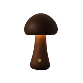 Lampe de table champignon vintage en bois