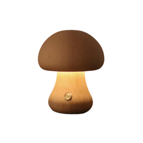 Lampe de table champignon vintage en bois