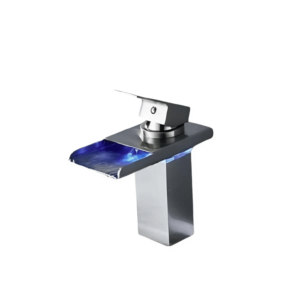 LED waterfall faucet with temperature display