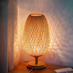 AntiqueBamboo - Lampe de table vintage en bambou