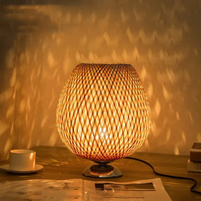AntiqueBamboo - Lampe de table vintage en bambou
