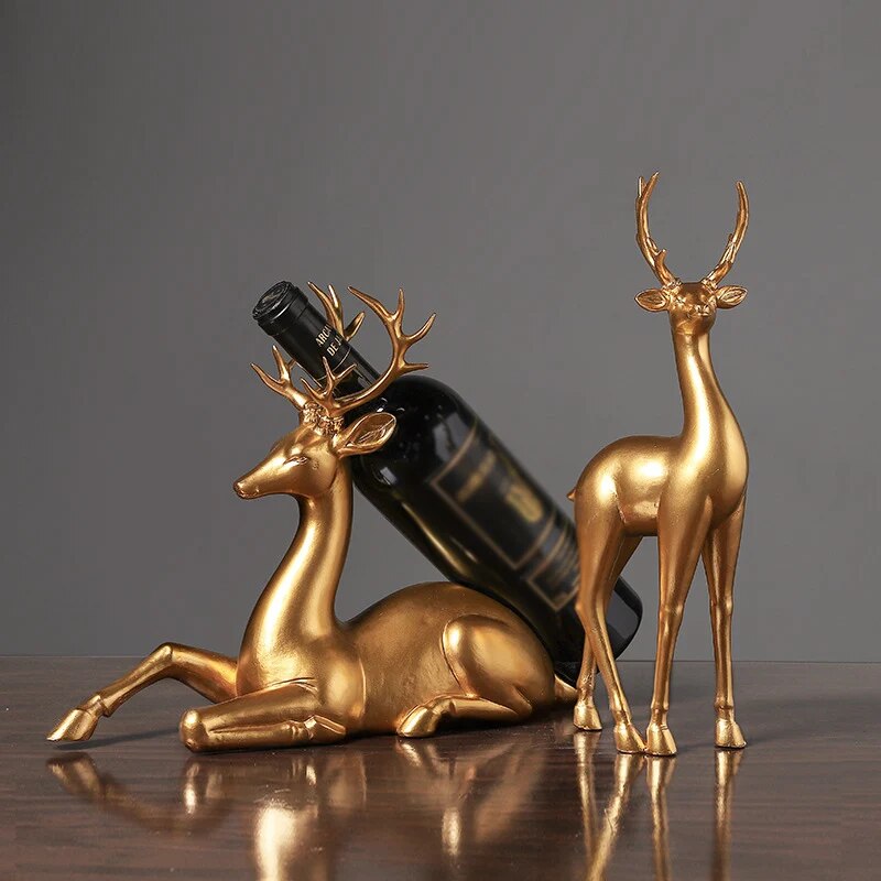 Goldenes Weinregal Hirsch dekorativ modernes Wohn Design