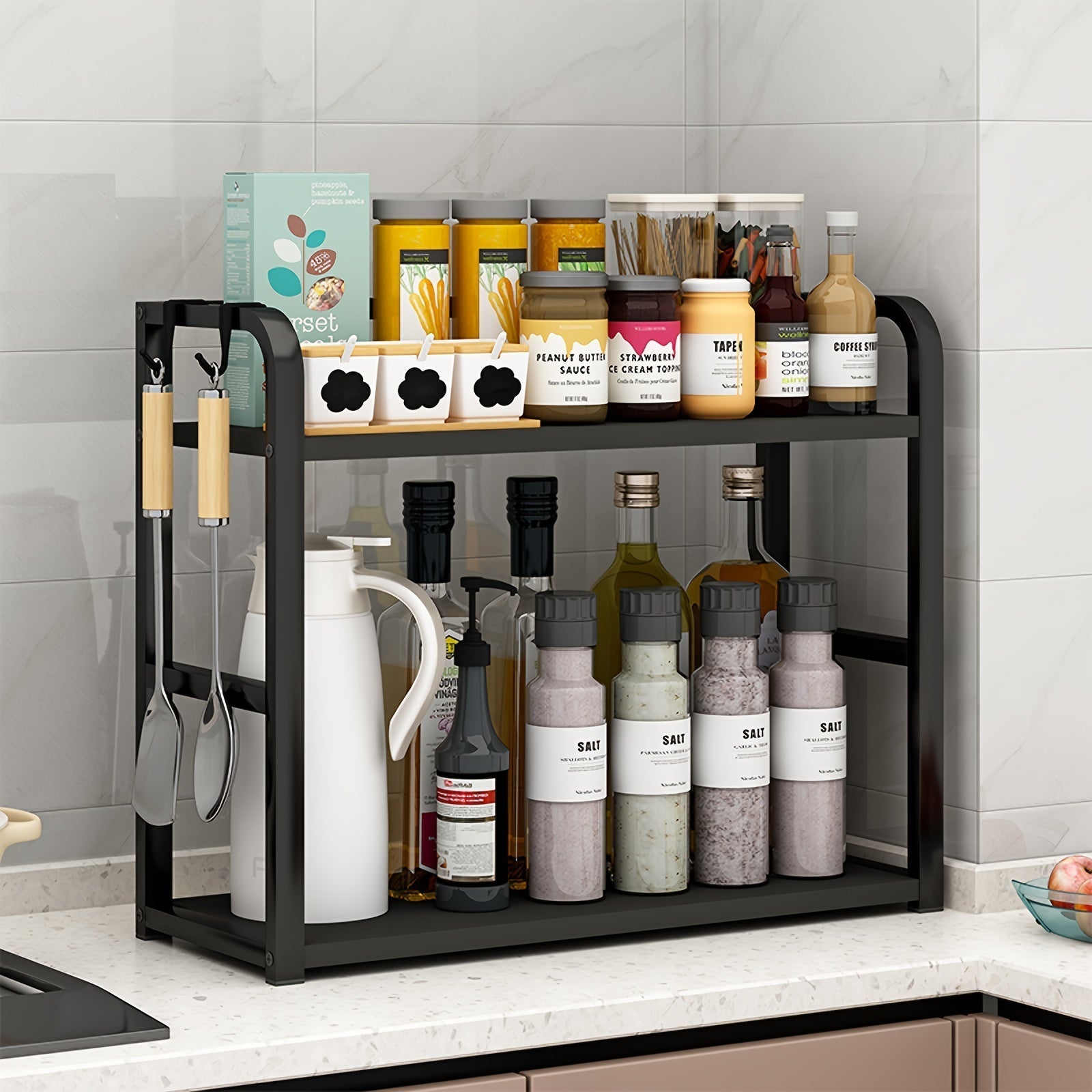 Edelstahl Küchen Gewürzregal platzsparender Organizer Küche