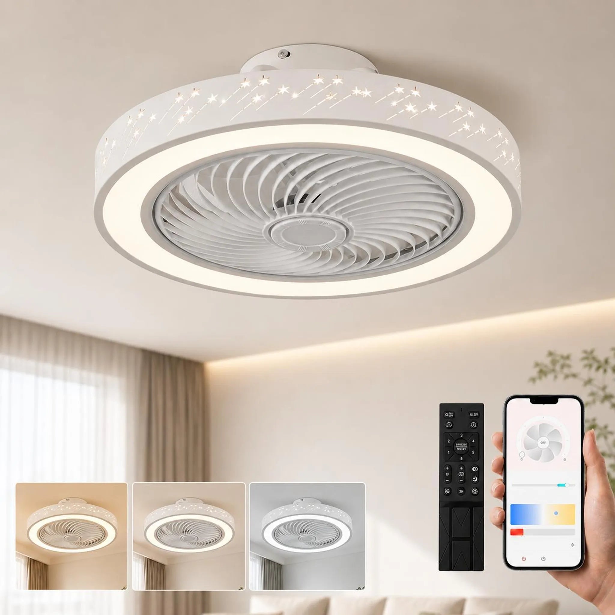 Intelligenter LED-Deckenventilator mit App-Steuerung
