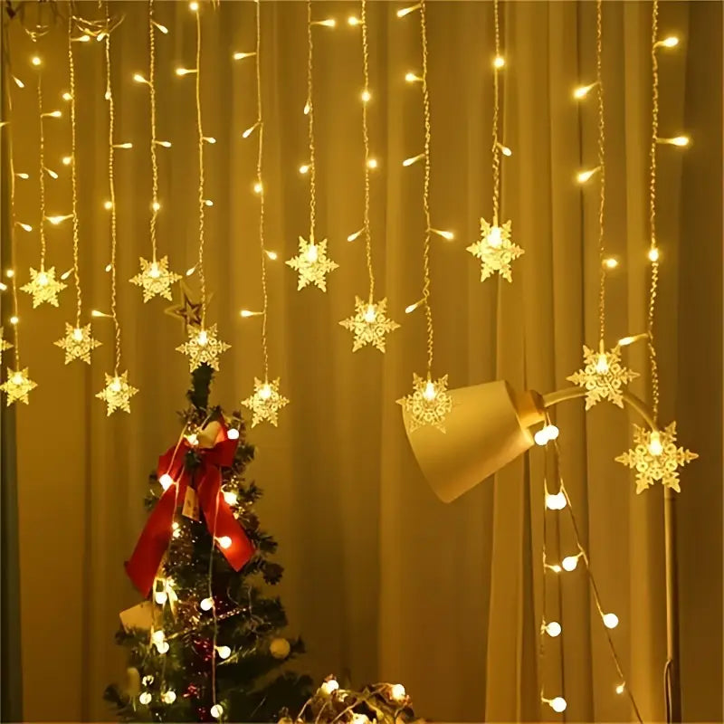 Schneeflocken Lichtervorhang für Weihnachten