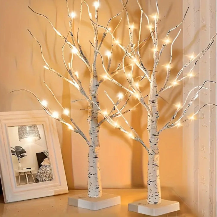 2er Set 24 LED Birkenbaum Lichter für Weihnachten & Dekoration