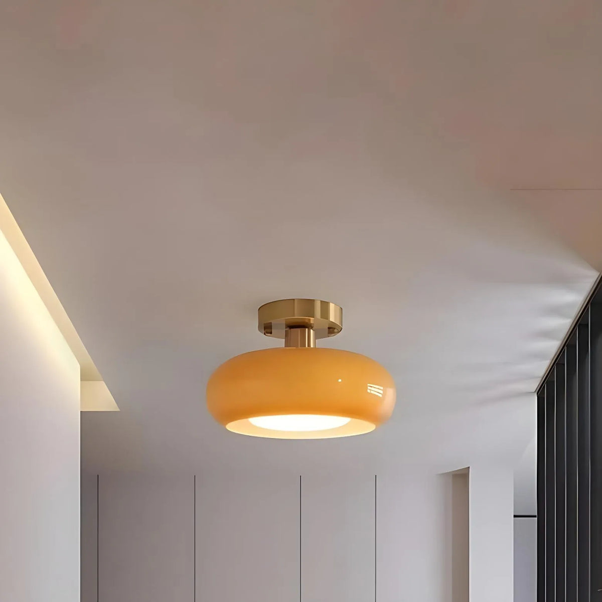 Lunessa Bauhaus Messing-Glas-Scheiben-Deckenleuchte