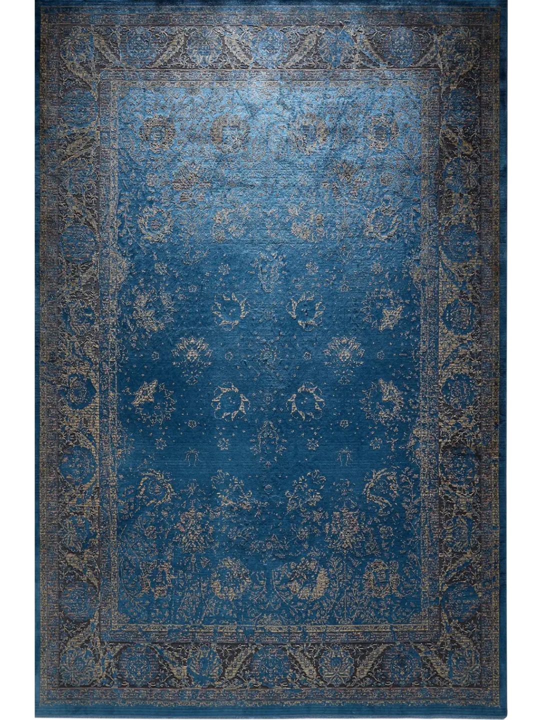Blauer Vintage Teppich orientalisch modern Wohnzimmer Teppich elegant