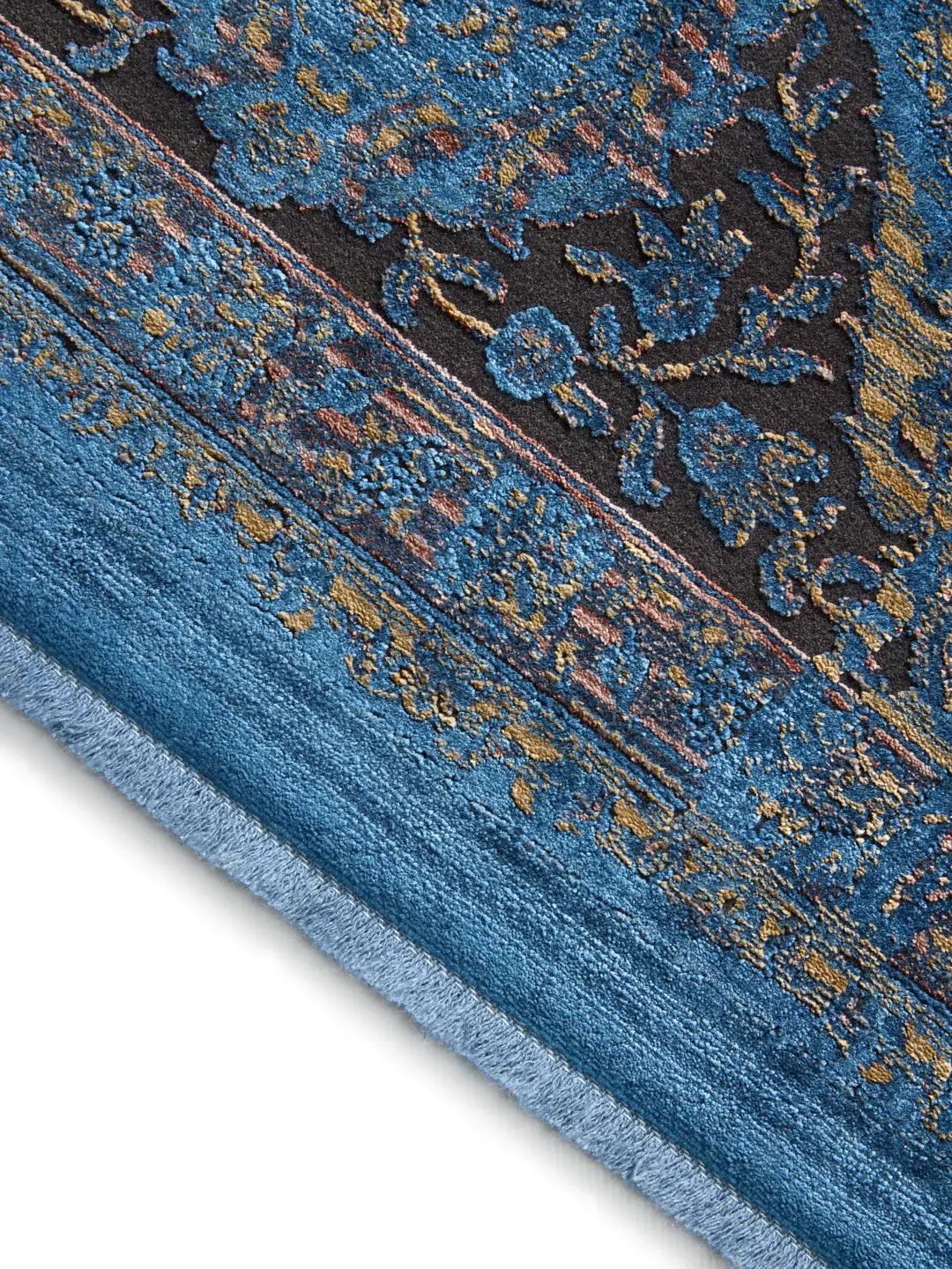 Blauer Vintage Teppich orientalisch modern Wohnzimmer Teppich elegant