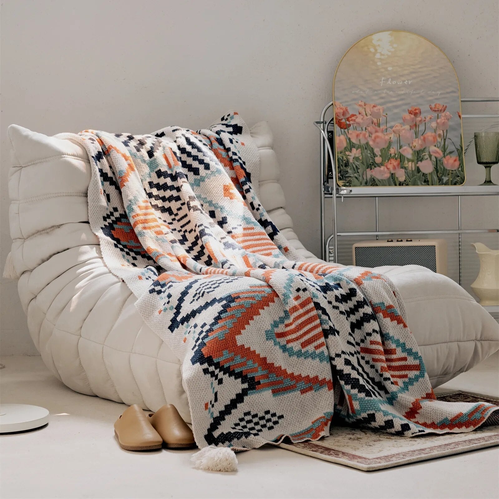 Stylische Boho-Decke mit geometrischem Muster